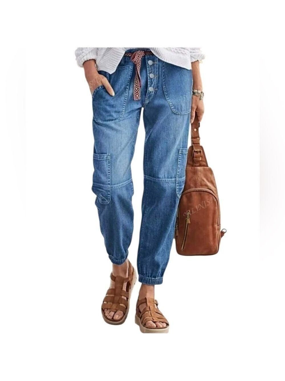 Shein Denim Cargo Pants Size 12 NWOT
